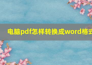 电脑pdf怎样转换成word格式