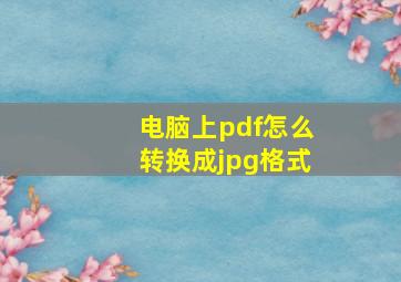 电脑上pdf怎么转换成jpg格式