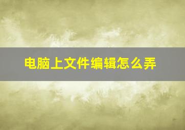 电脑上文件编辑怎么弄