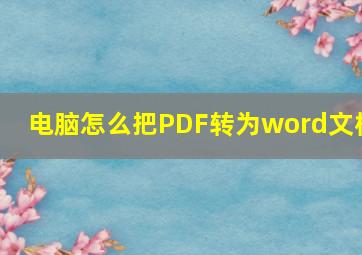 电脑怎么把PDF转为word文档