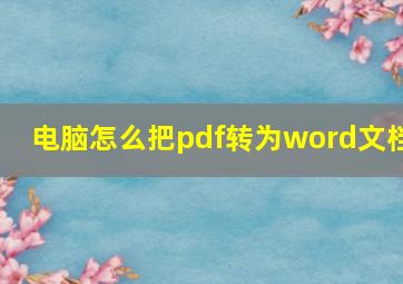 电脑怎么把pdf转为word文档