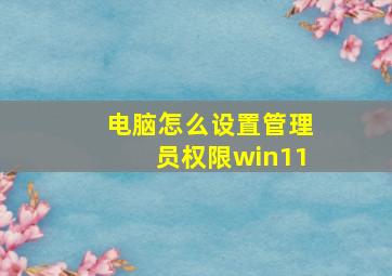 电脑怎么设置管理员权限win11