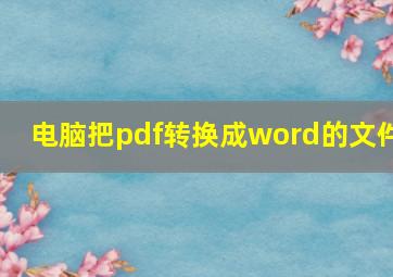 电脑把pdf转换成word的文件