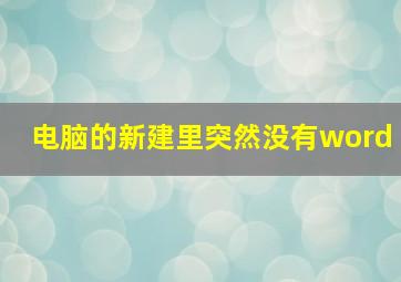 电脑的新建里突然没有word