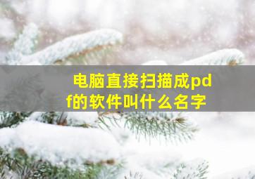 电脑直接扫描成pdf的软件叫什么名字