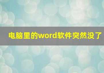 电脑里的word软件突然没了