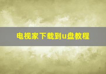 电视家下载到u盘教程