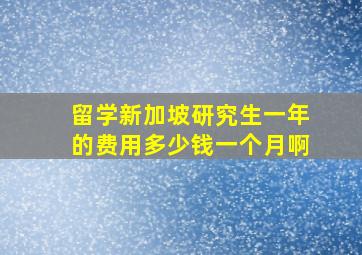 留学新加坡研究生一年的费用多少钱一个月啊