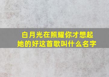 白月光在照耀你才想起她的好这首歌叫什么名字