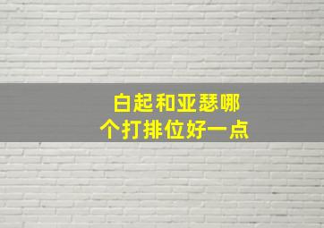 白起和亚瑟哪个打排位好一点