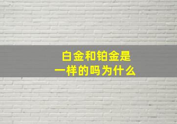 白金和铂金是一样的吗为什么