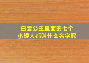 白雪公主里面的七个小矮人都叫什么名字呢