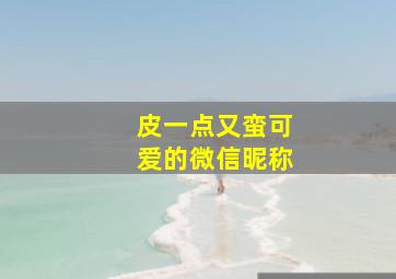 皮一点又蛮可爱的微信昵称