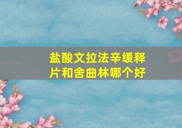 盐酸文拉法辛缓释片和舍曲林哪个好