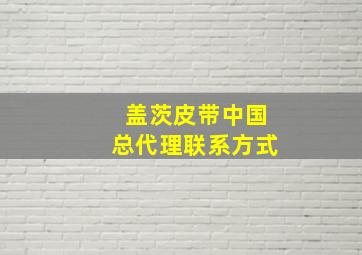 盖茨皮带中国总代理联系方式