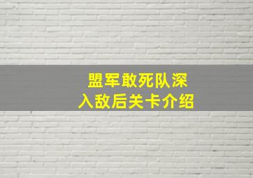 盟军敢死队深入敌后关卡介绍