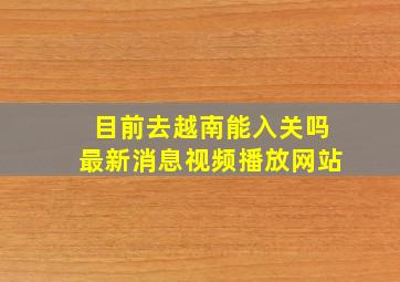 目前去越南能入关吗最新消息视频播放网站