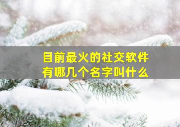 目前最火的社交软件有哪几个名字叫什么