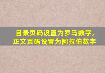 目录页码设置为罗马数字,正文页码设置为阿拉伯数字