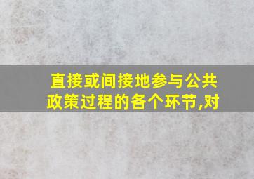 直接或间接地参与公共政策过程的各个环节,对