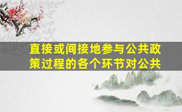 直接或间接地参与公共政策过程的各个环节对公共