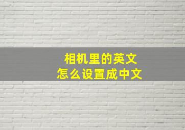 相机里的英文怎么设置成中文