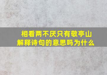 相看两不厌只有敬亭山解释诗句的意思吗为什么