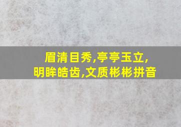 眉清目秀,亭亭玉立,明眸皓齿,文质彬彬拼音