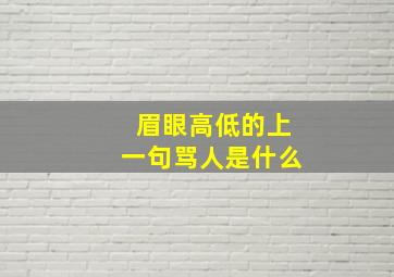 眉眼高低的上一句骂人是什么