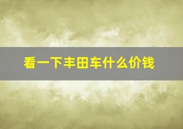 看一下丰田车什么价钱