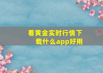 看黄金实时行情下载什么app好用