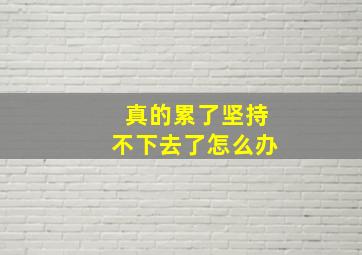 真的累了坚持不下去了怎么办