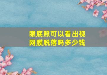 眼底照可以看出视网膜脱落吗多少钱