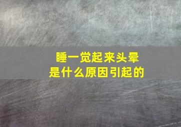 睡一觉起来头晕是什么原因引起的