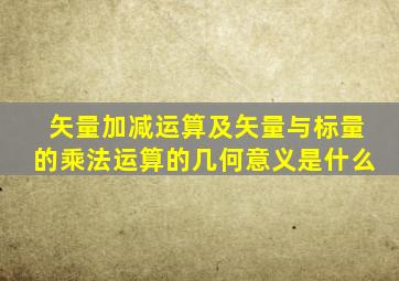 矢量加减运算及矢量与标量的乘法运算的几何意义是什么