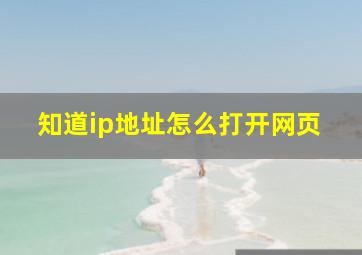 知道ip地址怎么打开网页