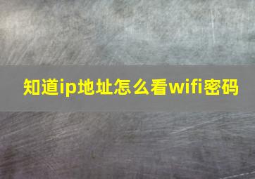 知道ip地址怎么看wifi密码