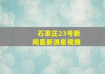 石家庄23号新闻最新消息视频