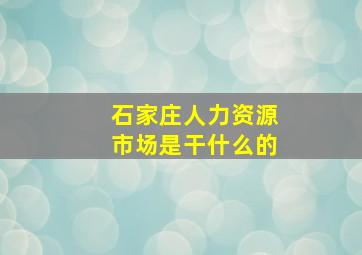 石家庄人力资源市场是干什么的