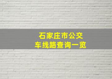 石家庄市公交车线路查询一览