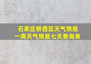 石家庄桥西区天气预报一周天气预报七天查询表