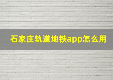 石家庄轨道地铁app怎么用