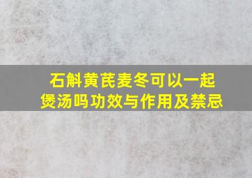 石斛黄芪麦冬可以一起煲汤吗功效与作用及禁忌