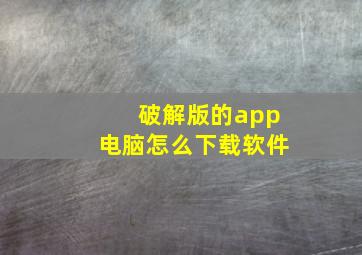 破解版的app电脑怎么下载软件