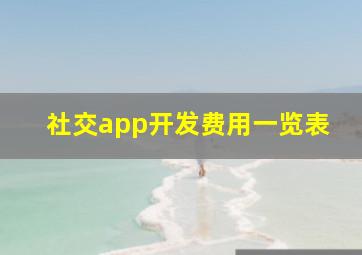 社交app开发费用一览表