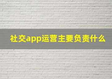 社交app运营主要负责什么