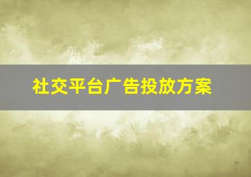 社交平台广告投放方案