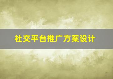 社交平台推广方案设计