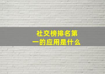 社交榜排名第一的应用是什么