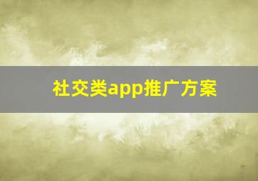 社交类app推广方案